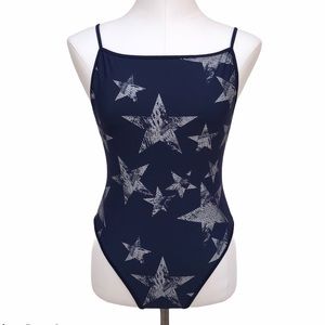 Aerie one piece swimsuit silver start print small